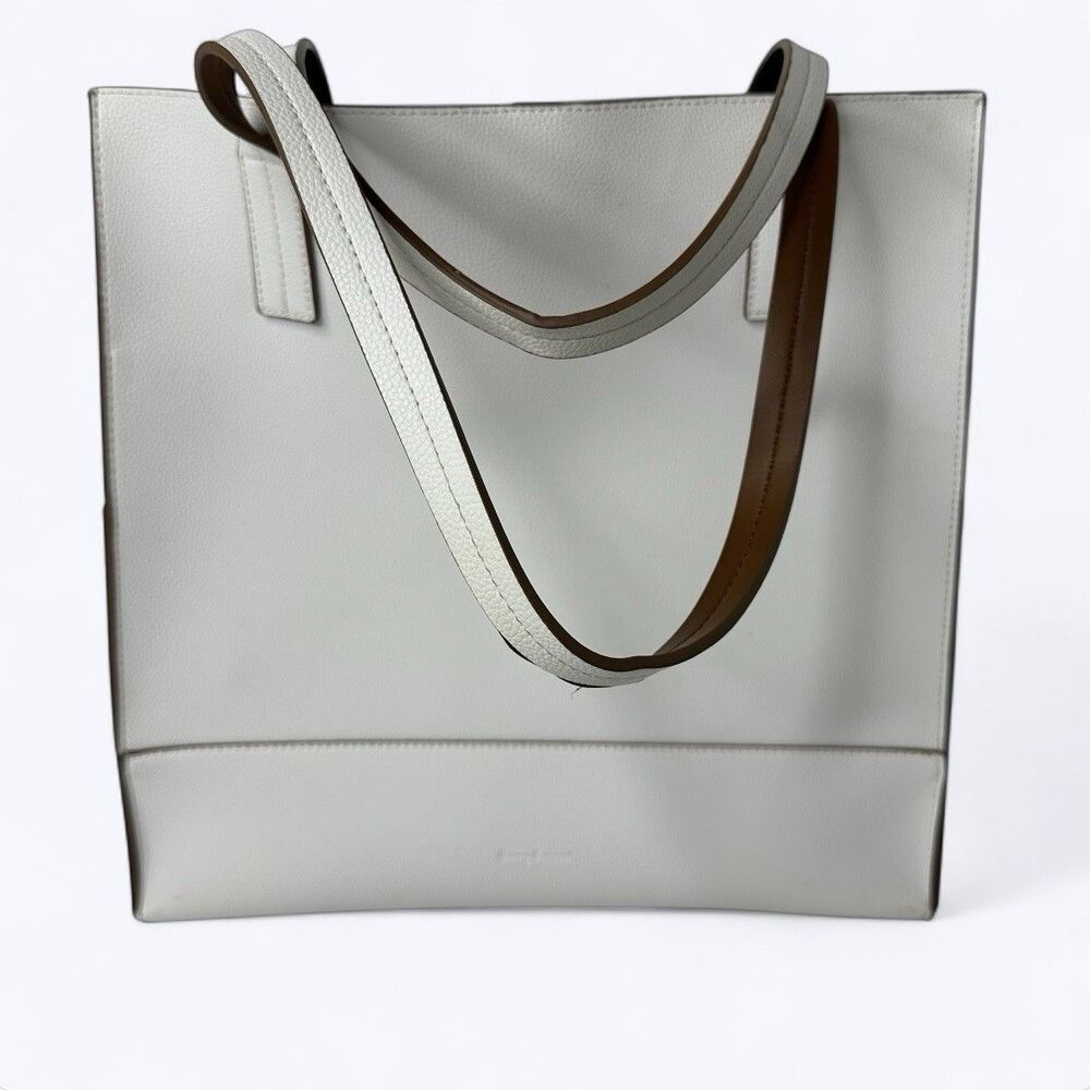 Tommy Bahama Faux Pebbled Leather Bucket Tote Bag White Vacation Resort Travel